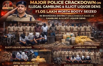 जिल्ह्यात अवैध धंद्यांवर पोलीसांचा करारा प्रहार जुगार व हातभट्टी दारू अड्ड्यांवर एकाचवेळी धाड; ₹1.05 लाखांचा मुद्देमाल जप्त