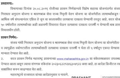 संजय गांधी निराधार व श्रावणबाळ योजनेसाठी लाभार्थ्यांना पाच वर्षातून एकदाच उत्पन्न दाखला द्यावा लागणार