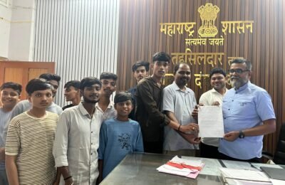 थकित शिष्यवृत्ती तात्काळ जमा करावी तहसीलदार मार्फत मुख्यमंत्री यांना राष्ट्रवादी काँग्रेस शरद पवार गटाचे निवेदन