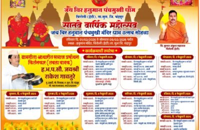 चिरोली (हेटी) येथे जय वीर हनुमान पंचमुखी धामाचा वार्षिक महोत्सव उत्साहात साजरा होणार १ ते ९ फेब्रुवारीदरम्यान विविध धार्मिक-सांस्कृतिक कार्यक्रमांचे आयोजन