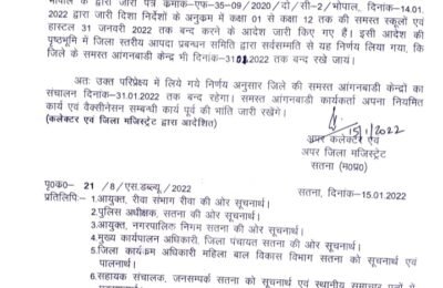 31 जनवरी तक आंगनबाड़ी का संचालन रहेगा बंद