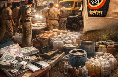 जिल्हाभर जुगार व दारू अड्ड्यांवर एकाचवेळी धडक कारवाई 13 लाख 70 हजारांहून अधिक रुपयांचा अवैध मुद्देमाल जप्त